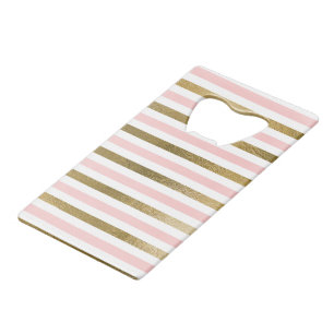 Girly Blush Pink, White and Gold Foil Pattern Credit Card Bottle Opener