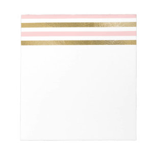 Girly Blush Pink, White and Gold Foil Pattern Notepad