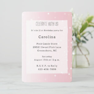 Girly Blush Pink White Dots Birthday Invitation