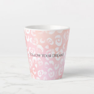 Girly Blush Pink White Leopard Animal Latte Mug