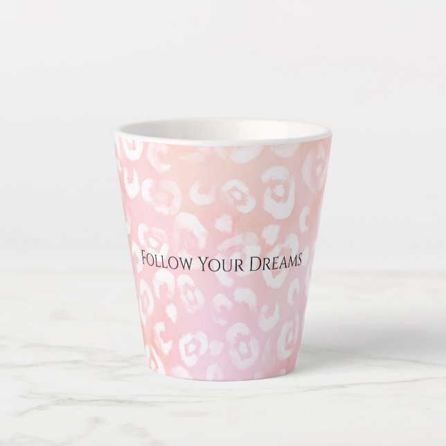Girly Blush Pink White Leopard Animal  Latte Mug (Front)
