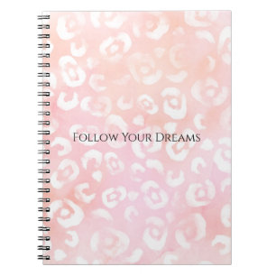 Girly Blush Pink White Leopard Animal Notebook
