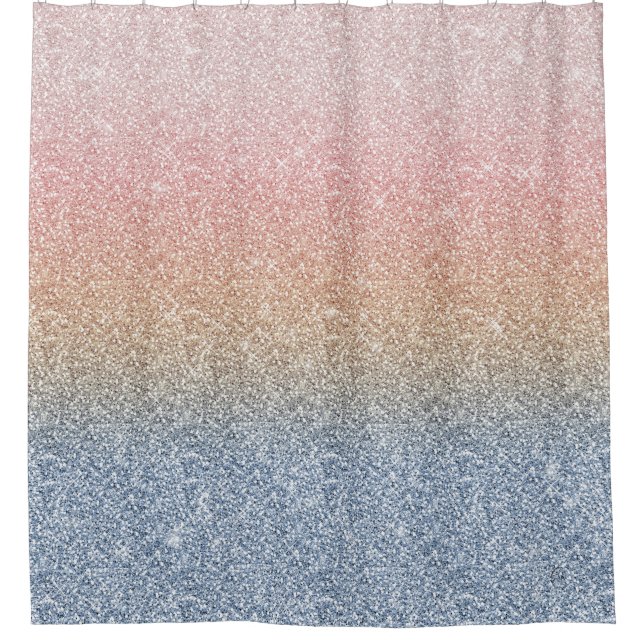 Girly Blush Rose Gold Blue Ombre Glitter Sparkles (Front)