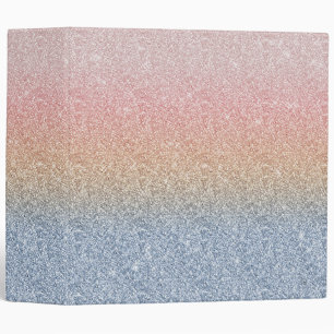 Girly Blush Rose Gold Blue Ombre Glitter Sparkles Binder