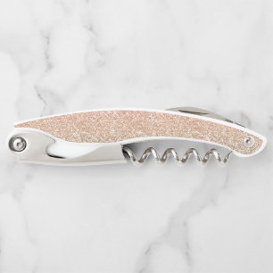 Girly Blush Rose Gold Blue Ombre Glitter Sparkles Corkscrew