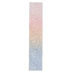 Girly Blush Rose Gold Blue Ombre Glitter Sparkles Medium Table Runner