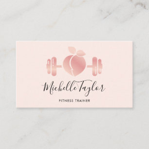 Girly Blush Rose Gold Fitness Trainer Business Car Business Card