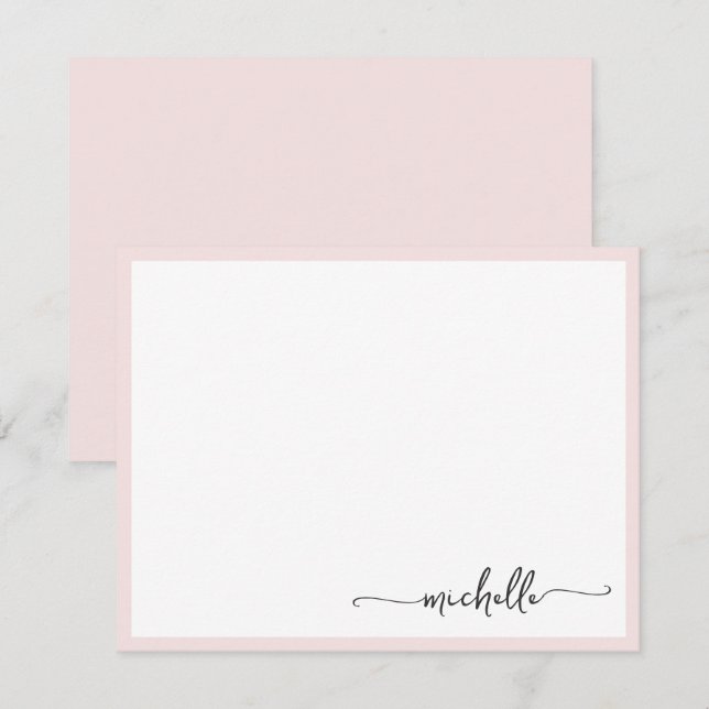 Girly Blush Stylish Monogram Name Script  Card (Front/Back)