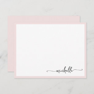 Girly Blush Stylish Monogram Name Script  Card