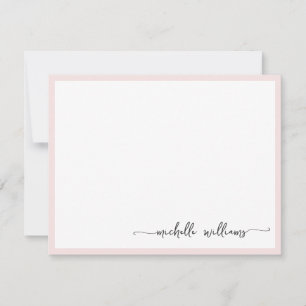 Girly Blush Stylish Monogram Name Signature Script Card