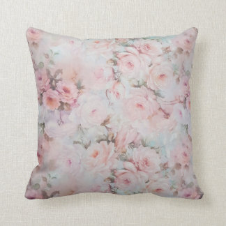 Girly blush tones pink boho country floral throw pillow