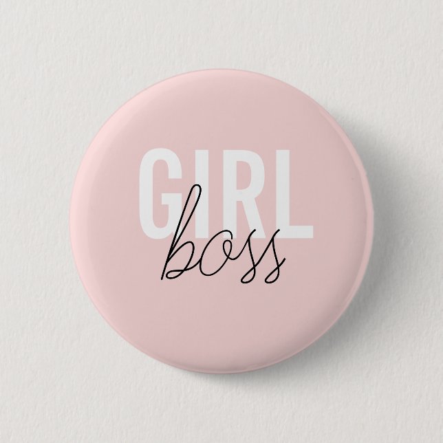 Girly blush typography script girl boss 2 inch round button (Front)