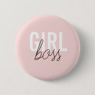 Girly blush typography script girl boss 2 inch round button