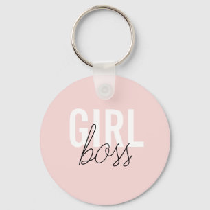 Girly blush typography script girl boss keychain