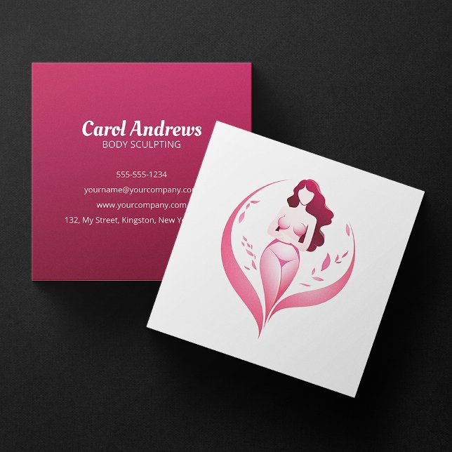 Girly Body Sculpting Beauty Body Contouring Spa Square Business Card (Creator Uploaded)