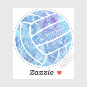 girly boho paisley doodle blue volleyball