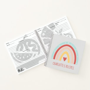 Girly Boho Rainbow Heart Painting Kids Recipe Notebook