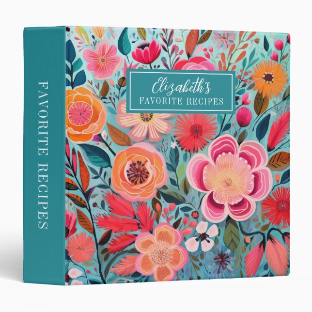 Girly Botanical Floral  Binder (Front/Spine)