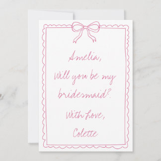 Girly Bow Doodle Love Fancy Bridesmaid Proposal Card