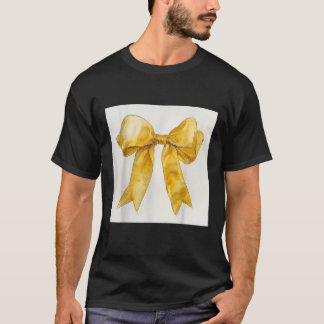 Girly Bow in Watercolor coquette Aesthetic golden  T-Shirt