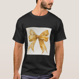 Girly Bow in Watercolor coquette Aesthetic golden T-Shirt