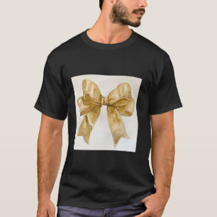Girly Bow in Watercolor coquette Aesthetic golden T-Shirt