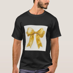 Girly Bow in Watercolor coquette Aesthetic golden T-Shirt