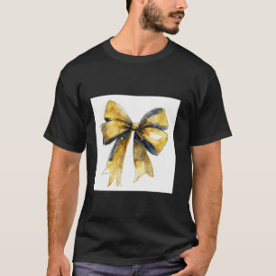 Girly Bow in Watercolor coquette Aesthetic golden T-Shirt