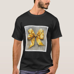 Girly Bow in Watercolor coquette Aesthetic golden  T-Shirt