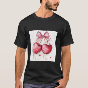 Girly Bow in Watercolor coquette Aesthetic Pink Bo T-Shirt