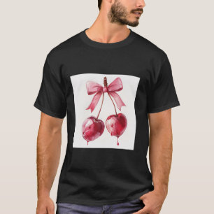 Girly Bow in Watercolor coquette Aesthetic Pink Bo T-Shirt