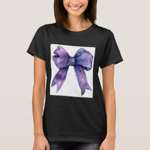 Girly Bow in Watercolor coquette Aesthetic purple  T-Shirt