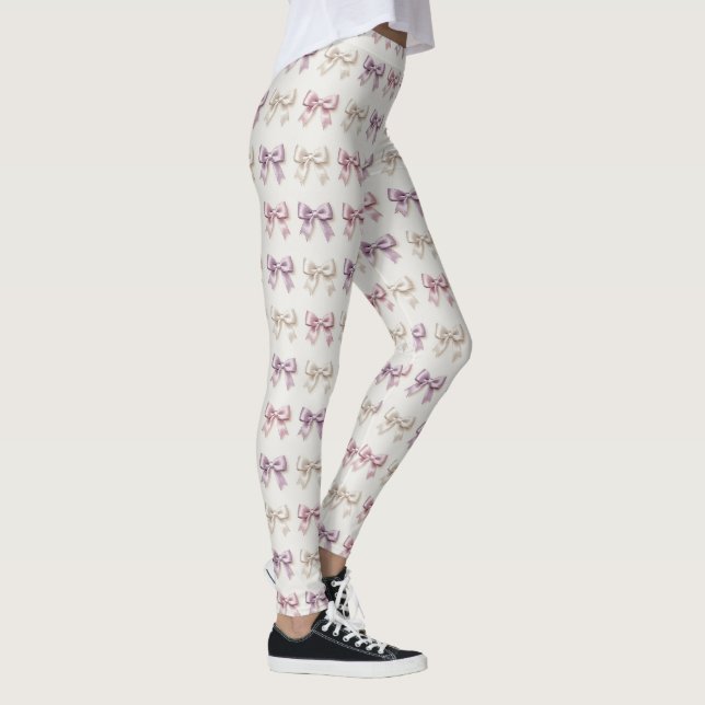 Girly Bows Pastel Coquette Cute Pattern Leggings (Right)