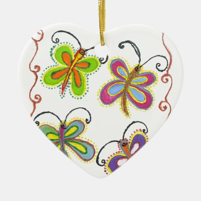 Girly Butterfly Ceramic Ornament (Front)