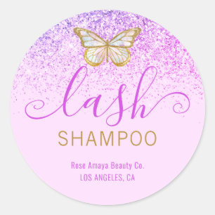 Girly Butterfly Lilac Purple Lash Cleanser Classic Round Sticker