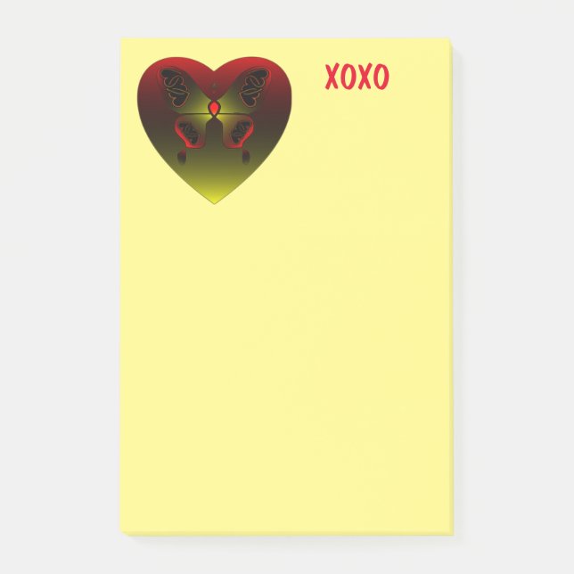 Girly Butterfly Love Heart Post-it Notes (Front)