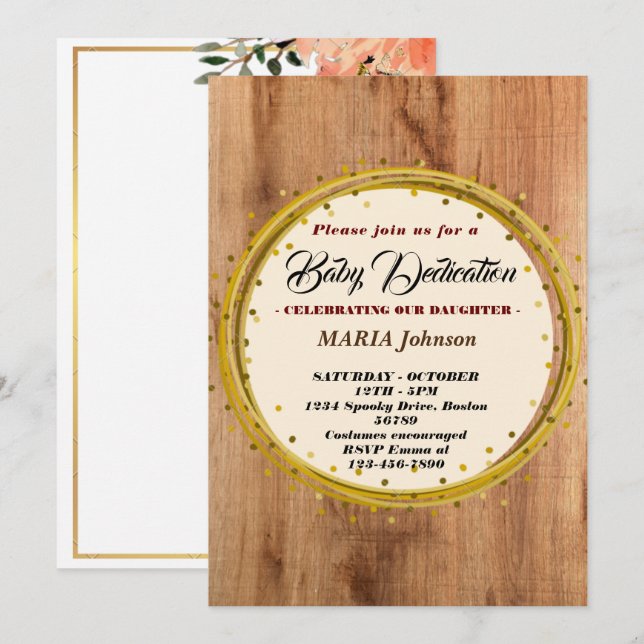 Girly Butterfly Watercolor Floral Baby Dedication  Invitation (Front/Back)