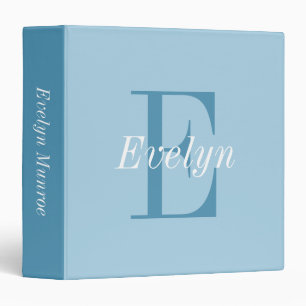 Girly Calligrahpy Script Monogrammed Pastel Blue  Binder