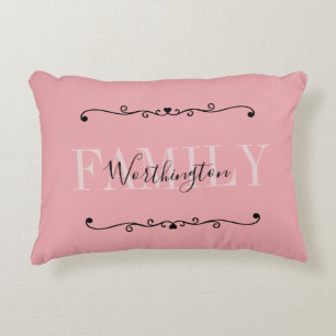 Girly Calligraphy words Name pink blush red Accent Pillow
