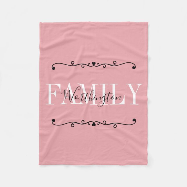 Girly Calligraphy words Name pink blush red Fleece Blanket (Front)
