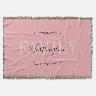 Girly Calligraphy words Name pink blush red Throw Blanket