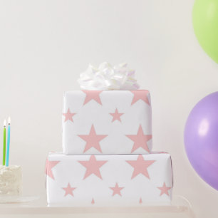 Girly Celestial Pastel Pink Stars Pattern Spring Wrapping Paper