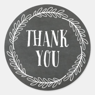 Girly Chalkboard Wreath Thank You Stickers