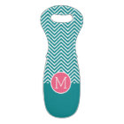 Girly Chevron Pattern with Monogram - Pink Teal