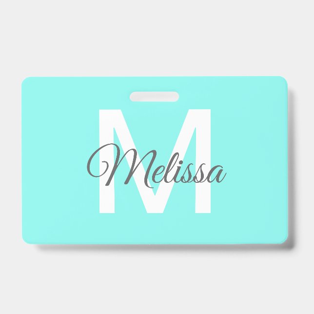 girly chic beach abstract turquoise aqua blue badge (Front)