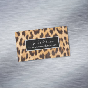girly chic beauty hair salon stylist leopard print 	Magnetic business card