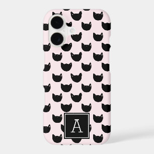 Girly chic black cat PINK Monogram Personalized