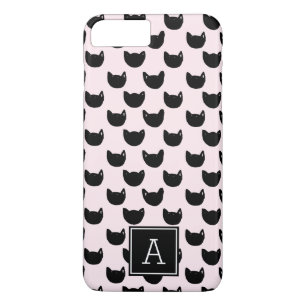Girly chic  black cat PINK Monogram Personalized Case-Mate iPhone Case