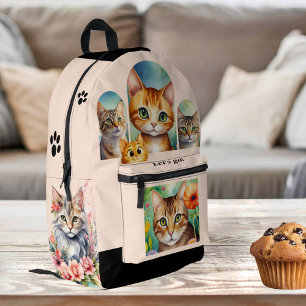 Girly Chic Crazy Cat Lady Printed Backpack