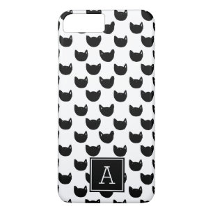 Girly chic Doodle black cat Monogram Personalized iPhone 8 Plus/7 Plus Case